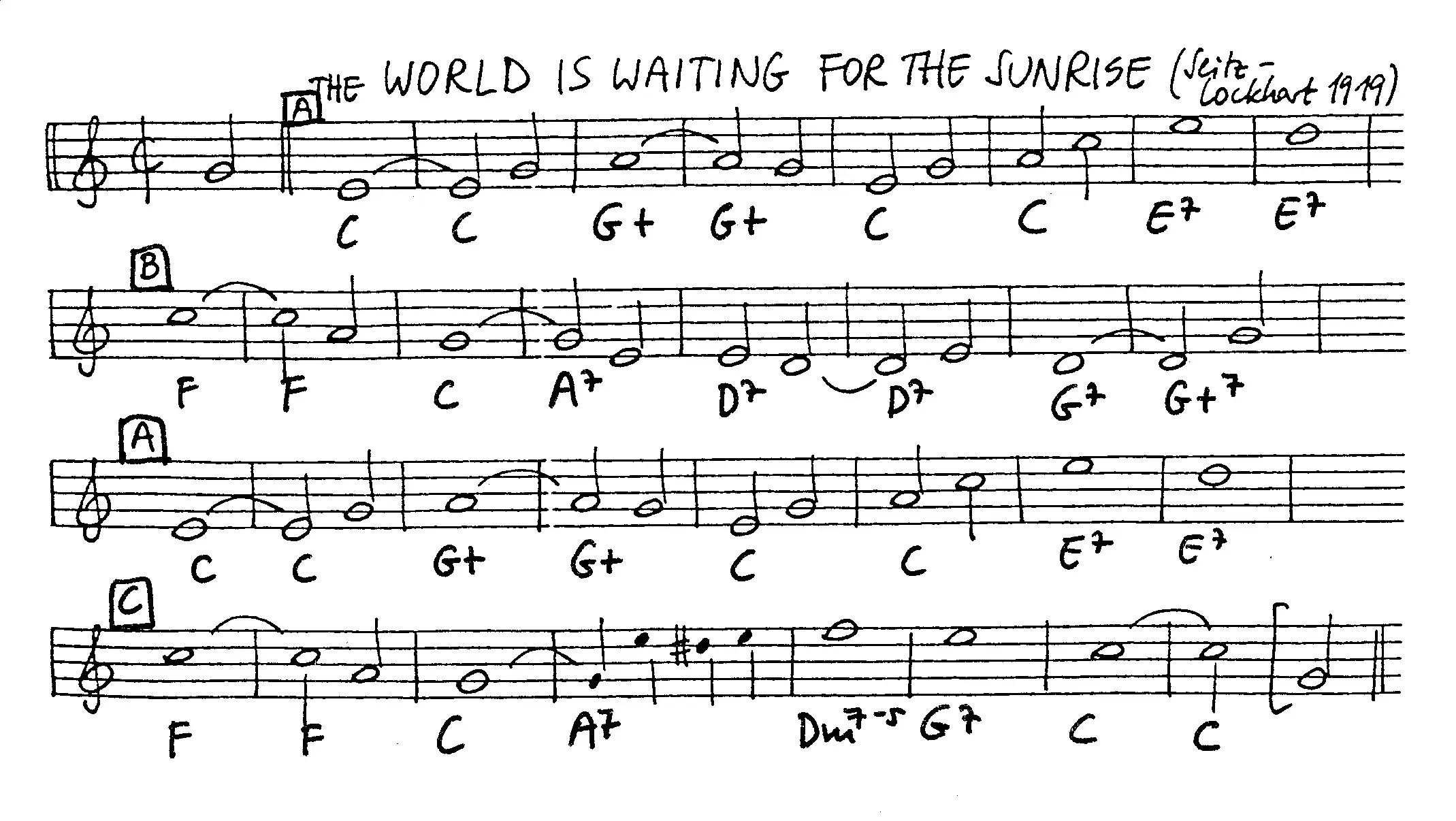 the world is waiting for the sunrise free jazz leadsheet - Courtesy of the Jungle Jazz Band